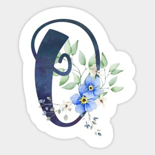 Floral Monogram O Wild Blue Flowers Sticker